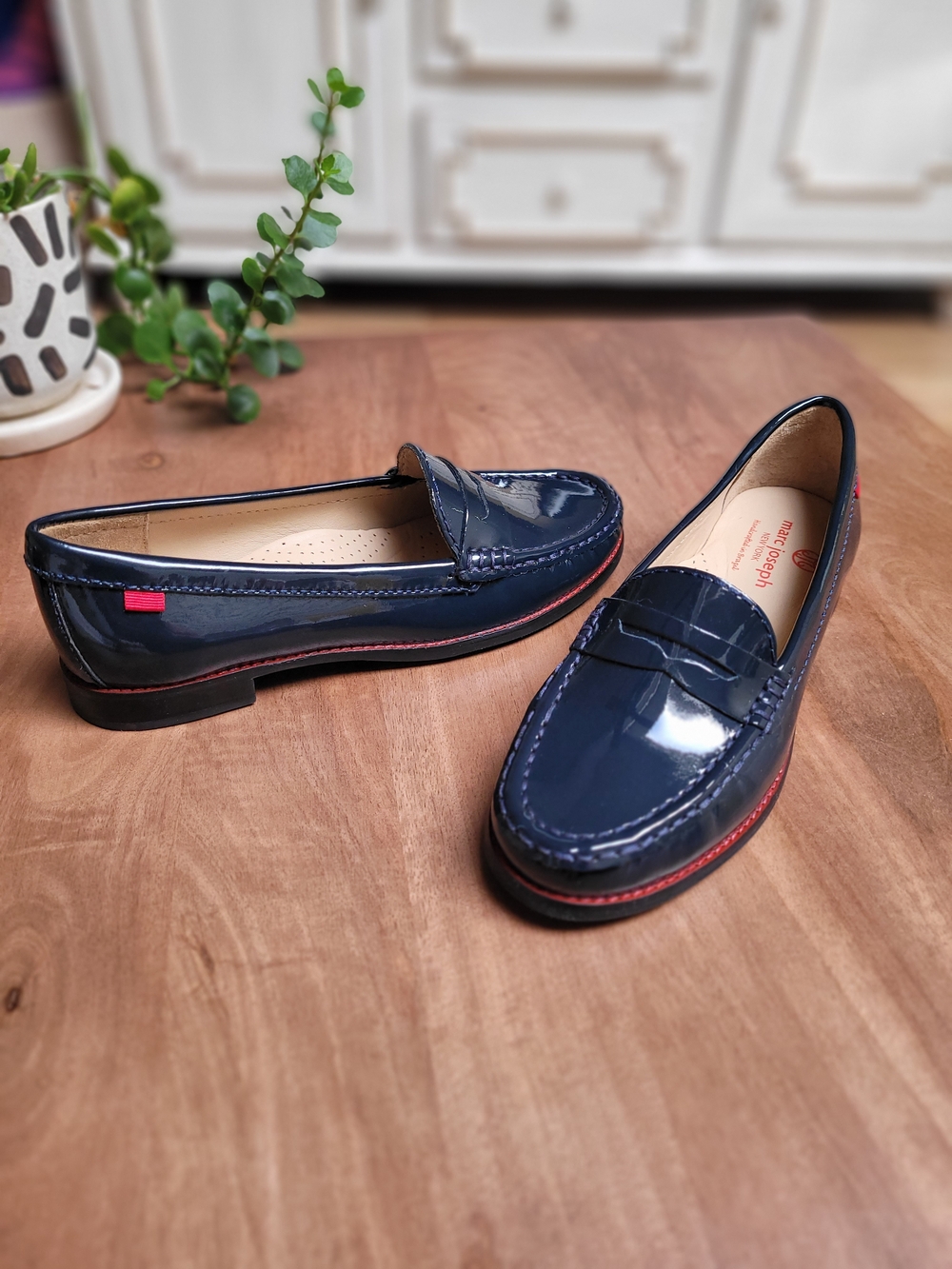 Marc Joseph East Village Patent Navy Penny Loafers